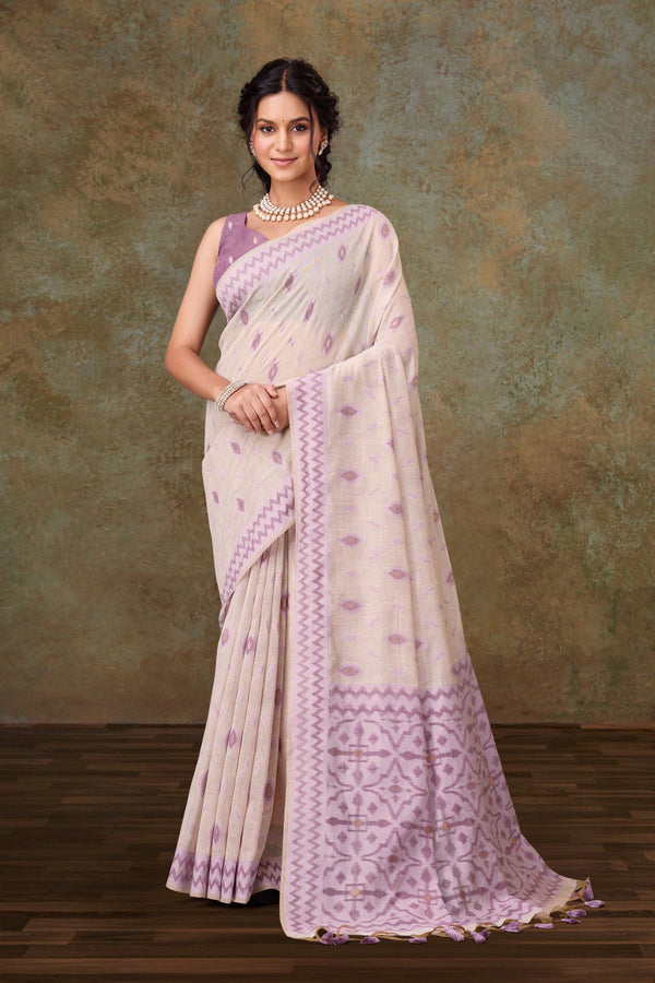 White Meadow woven Saree