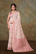 White Meadow Linen Saree for Daily Wear