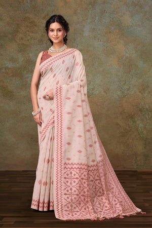 White Meadow woven Saree