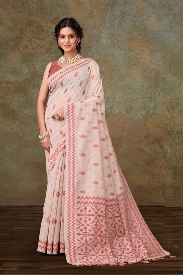 White Meadow woven Saree