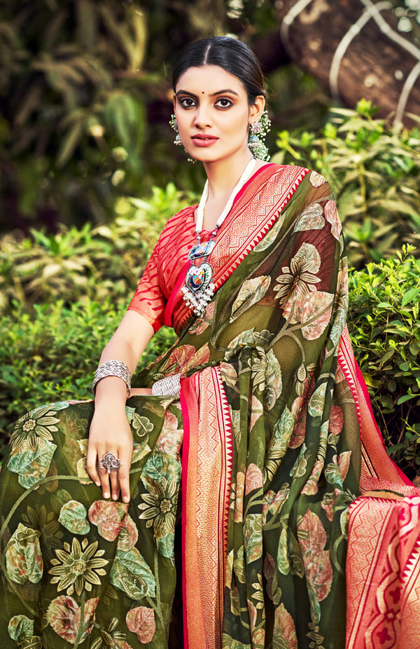 Bloom Brasso Saree For Semi Formal Wear