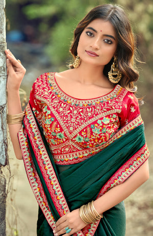 Ruhina Brasso Saree for Festive Wear