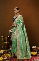 Pallu Silk Cotton Saree For Wedding Wear