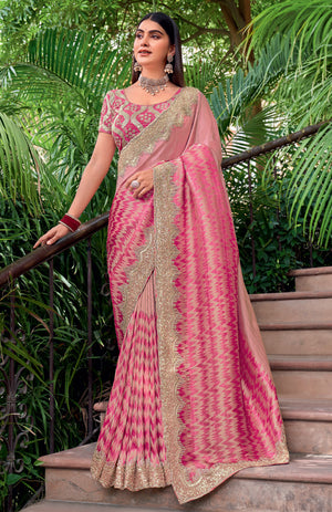 Aurove Organza Saree For Festive Wear