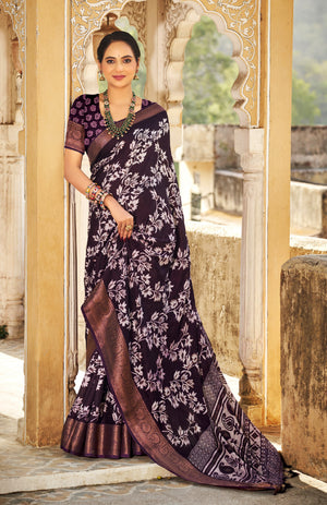 Flora Crepe Saree For Daily Wear