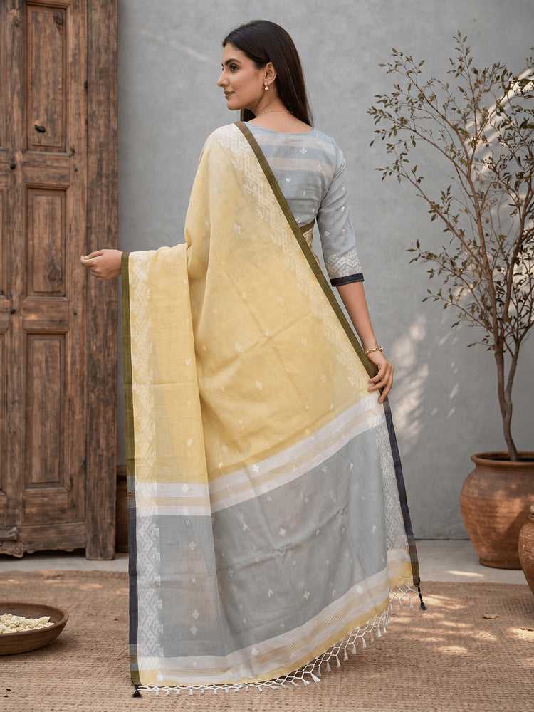 Woven Design Jute Cotton Handloom Jamdani Saree