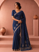 Soft cotton saree with all-over butti, rich pallu and multicolour Jamdani weave concept
