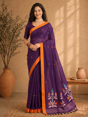 Floral Jute Cotton Handloom Jamdani Saree
