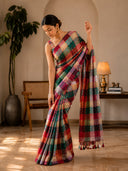 Mul Cotton Multi Iyena Zari Checks Saree
