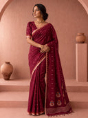Soft cotton saree with all-over butti, rich pallu and multicolour Jamdani weave concept