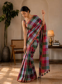 Mul Cotton Multi Iyena Zari Checks Saree