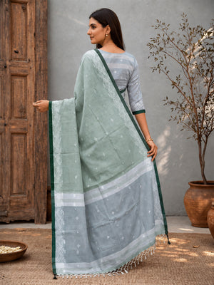 Woven Design Jute Cotton Handloom Jamdani Saree