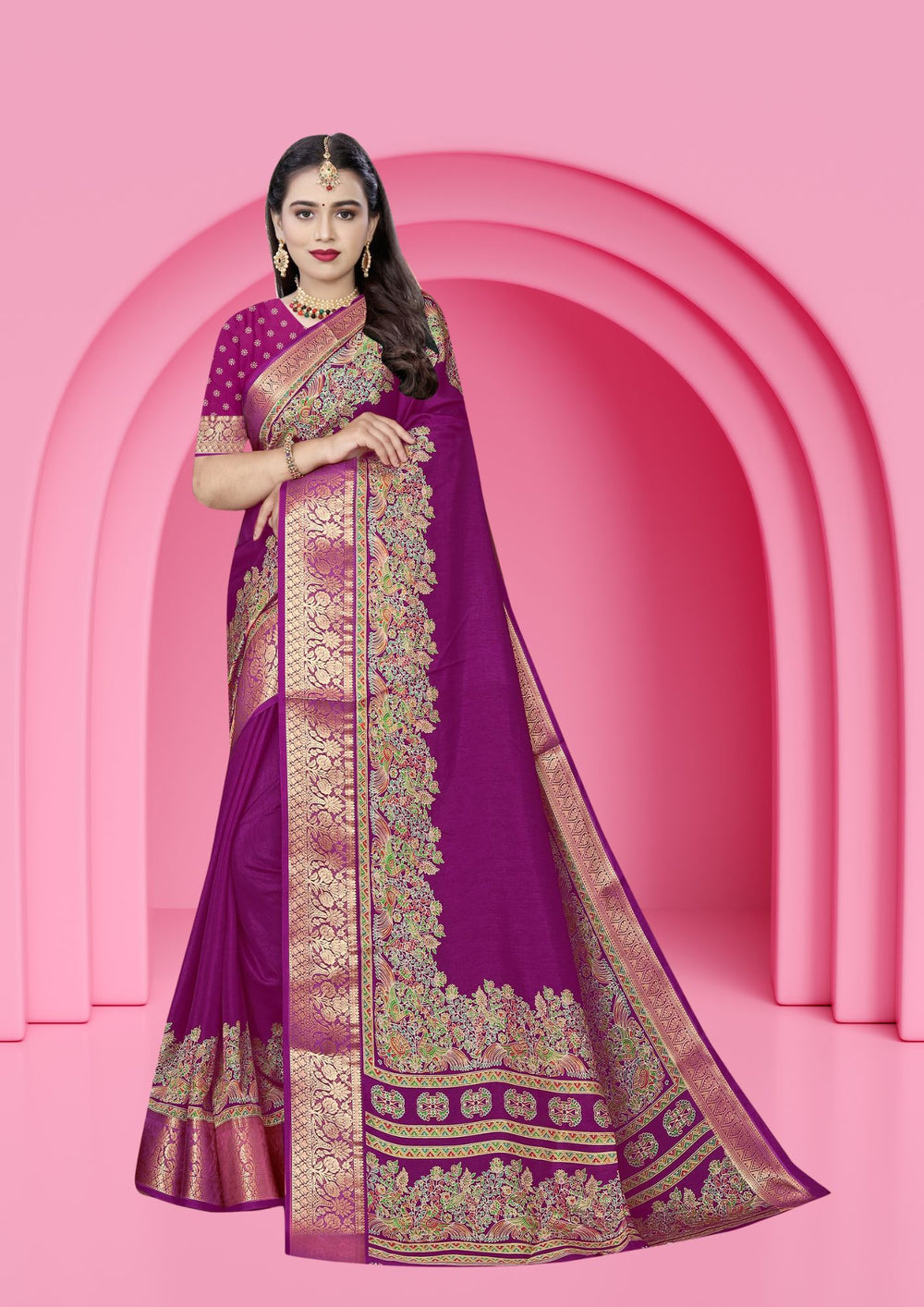 Vichitra Charm Silk Saree For Semi Formal Wear