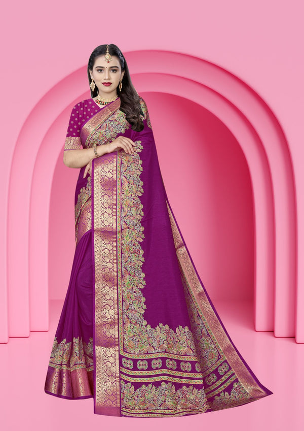 Vichitra Charm Silk Saree For Semi Formal Wear