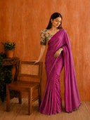 Soft cotton saree with plain body and fancy Kalamkari print contrast blouse