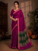Slub Cotton Antique Zari Border Saree