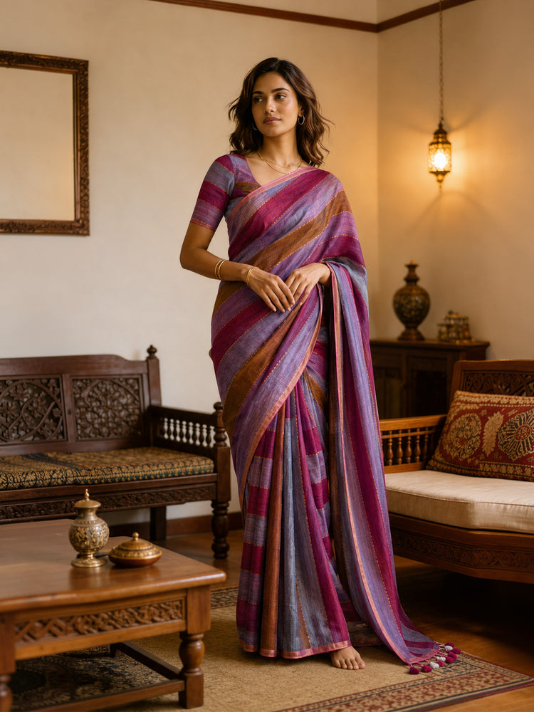 Mul Cotton Doore Zari Patta Saree