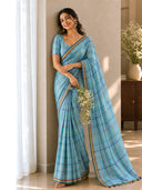Mul Cotton Cross Colour Checks Saree