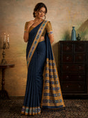Soft cotton saree with body ikkat jharna checks weaving and double ikkat weave pallu