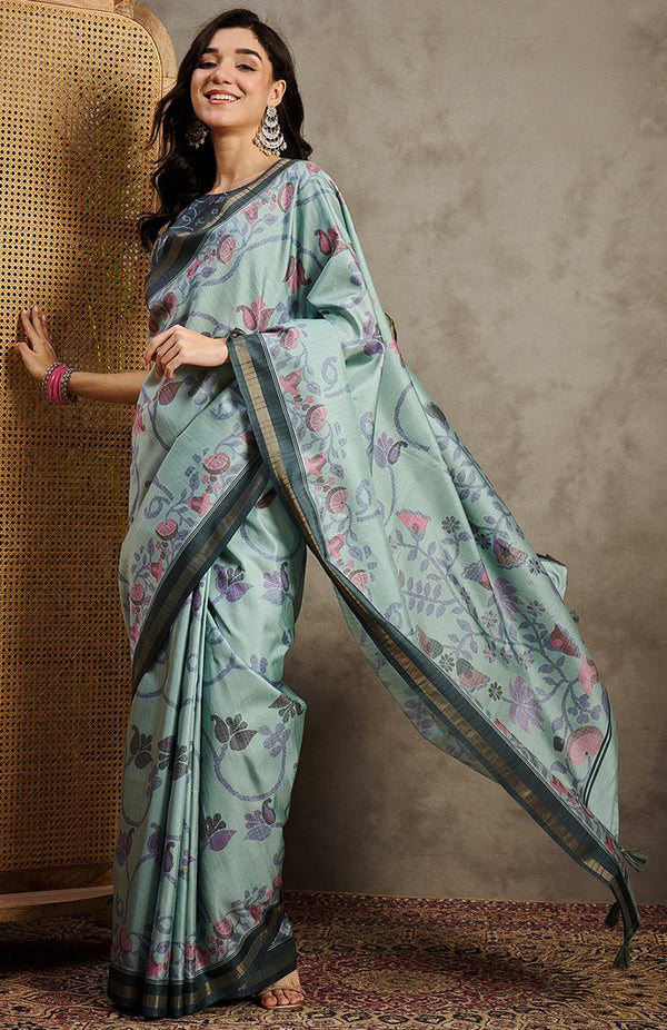 Rustic Print Silk Saree For Daily Wear
