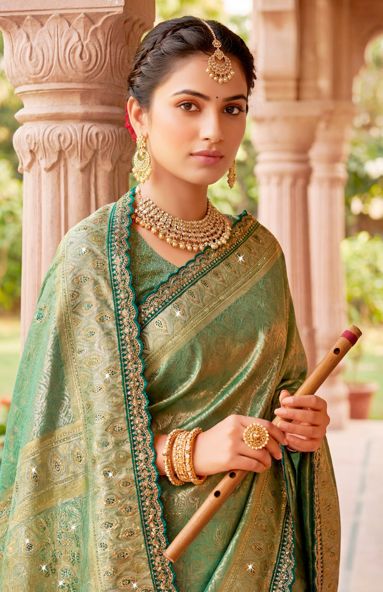 Trinaya Tissue Saree for Festive Wear