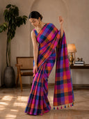 Mul Cotton Multi Iyena Zari Checks Saree