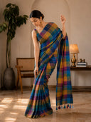 Mul Cotton Multi Iyena Zari Checks Saree