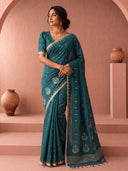 Soft cotton saree with all-over butti, rich pallu and multicolour Jamdani weave concept
