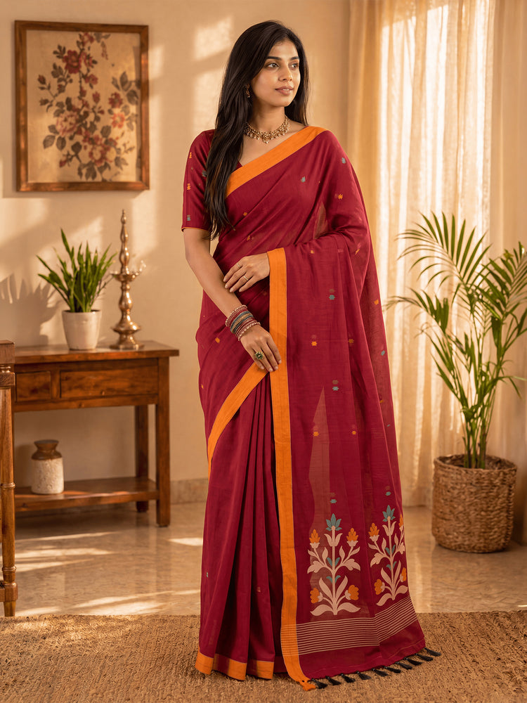 Floral Jute Cotton Handloom Jamdani Saree