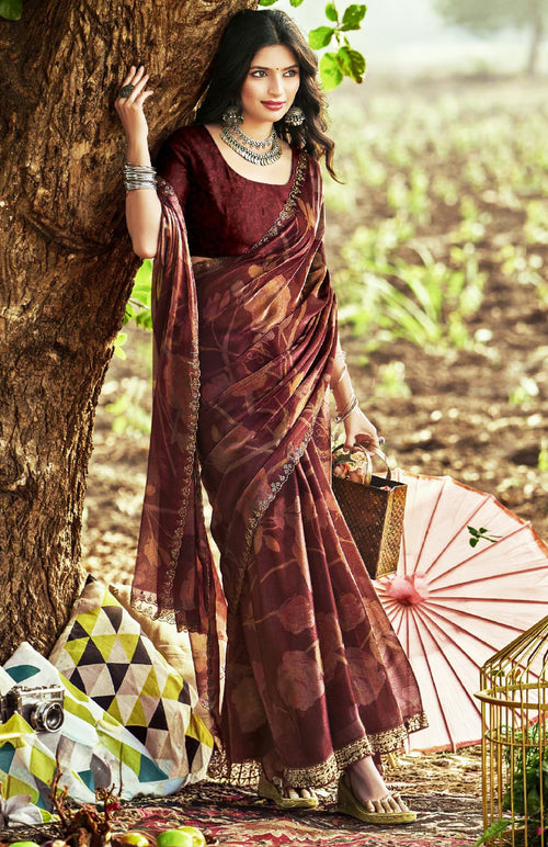 Gloss Grace Silk Cotton Saree For Semi Formal Wear