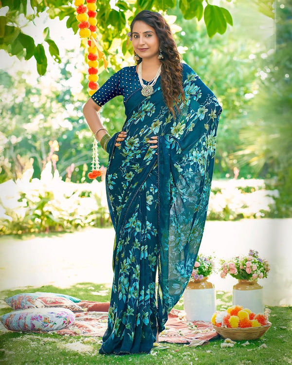 Garden Mist Georgette Saree For Semi Formal Wear