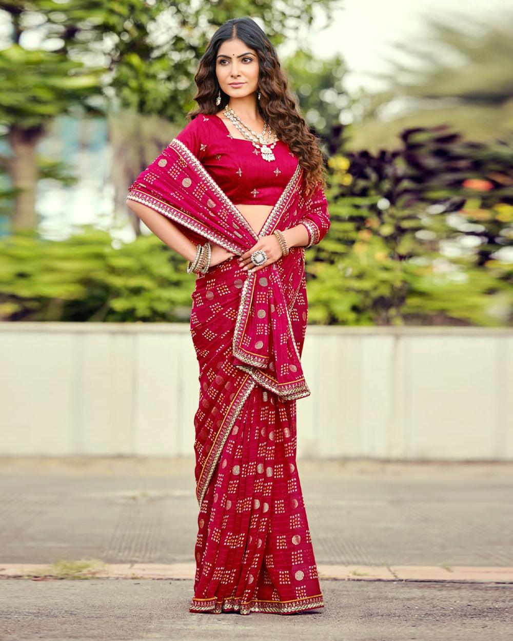 Navrang Bandhani Georgette Saree For Semi Formal Wear