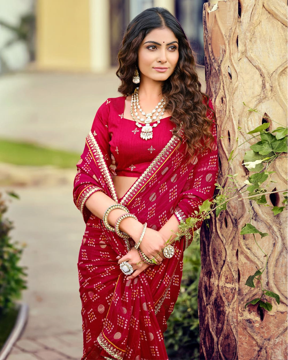 Navrang Bandhani Georgette Saree For Semi Formal Wear