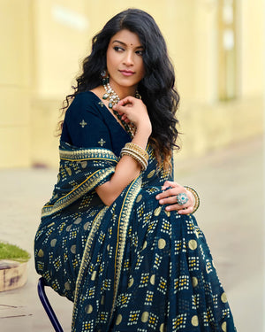 Navrang Bandhani Georgette Saree For Semi Formal Wear
