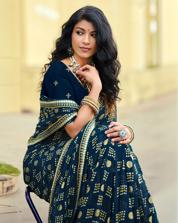 Navrang Bandhani Georgette Saree For Semi Formal Wear