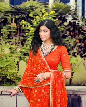 Navrang Bandhani Georgette Saree For Semi Formal Wear
