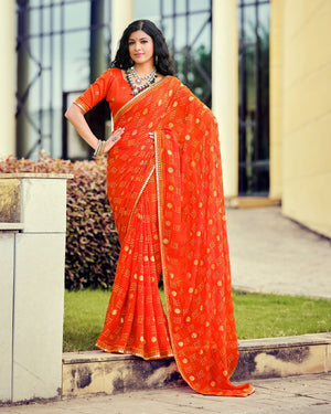 Navrang Bandhani Georgette Saree For Semi Formal Wear