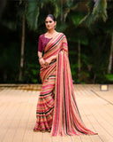 Stripesilk Georgette Saree For Semi Formal Wear