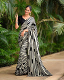 Stripesilk Georgette Saree For Semi Formal Wear