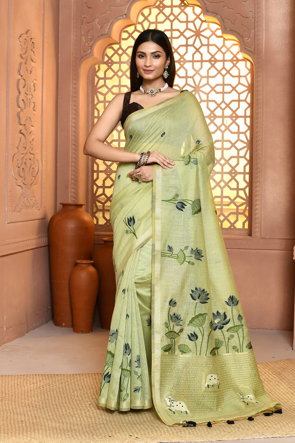 Floral Jamdhani Grace Cotton Saree For Semi Formal Wear