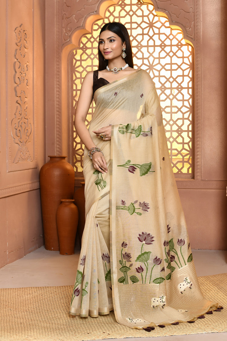 Floral Jamdhani Grace Cotton Saree For Semi Formal Wear