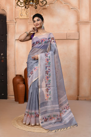 Gaja Jamdhani Silk Saree For Semi Formal Wear
