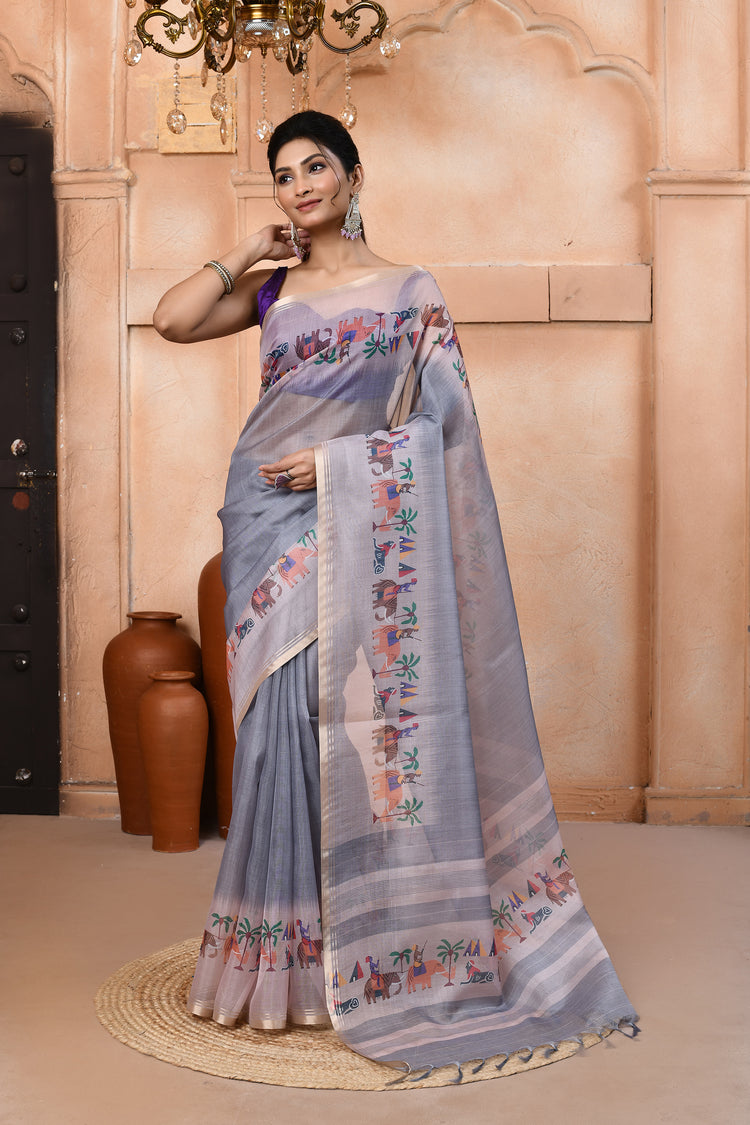Gaja Jamdhani Silk Saree For Semi Formal Wear