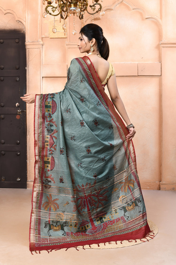 Dupion Zaricanvas Cotton Saree For Semi Formal Wear