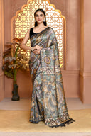 Linen Bloomprint Lilen Saree For Semi Formal Wear