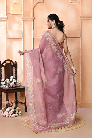 Linen Aaricraft Linen Saree For Festive Wear