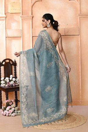 Linen Aaricraft Linen Saree For Festive Wear