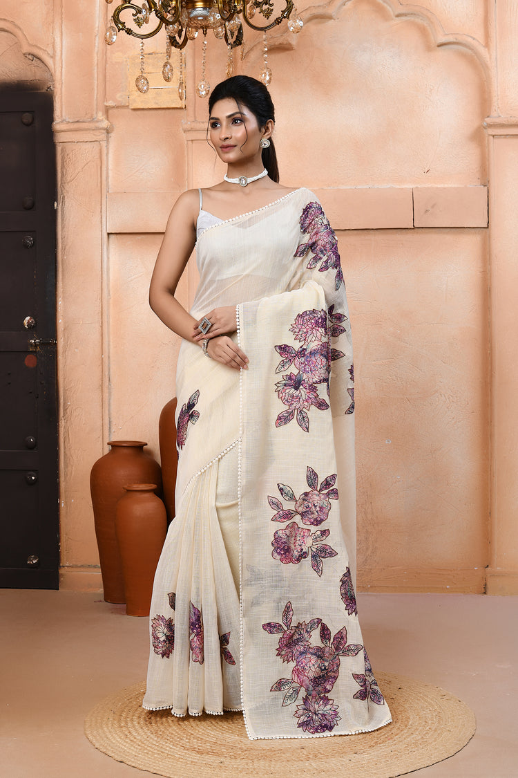 Minimalloom Linen Saree For Daily Wear
