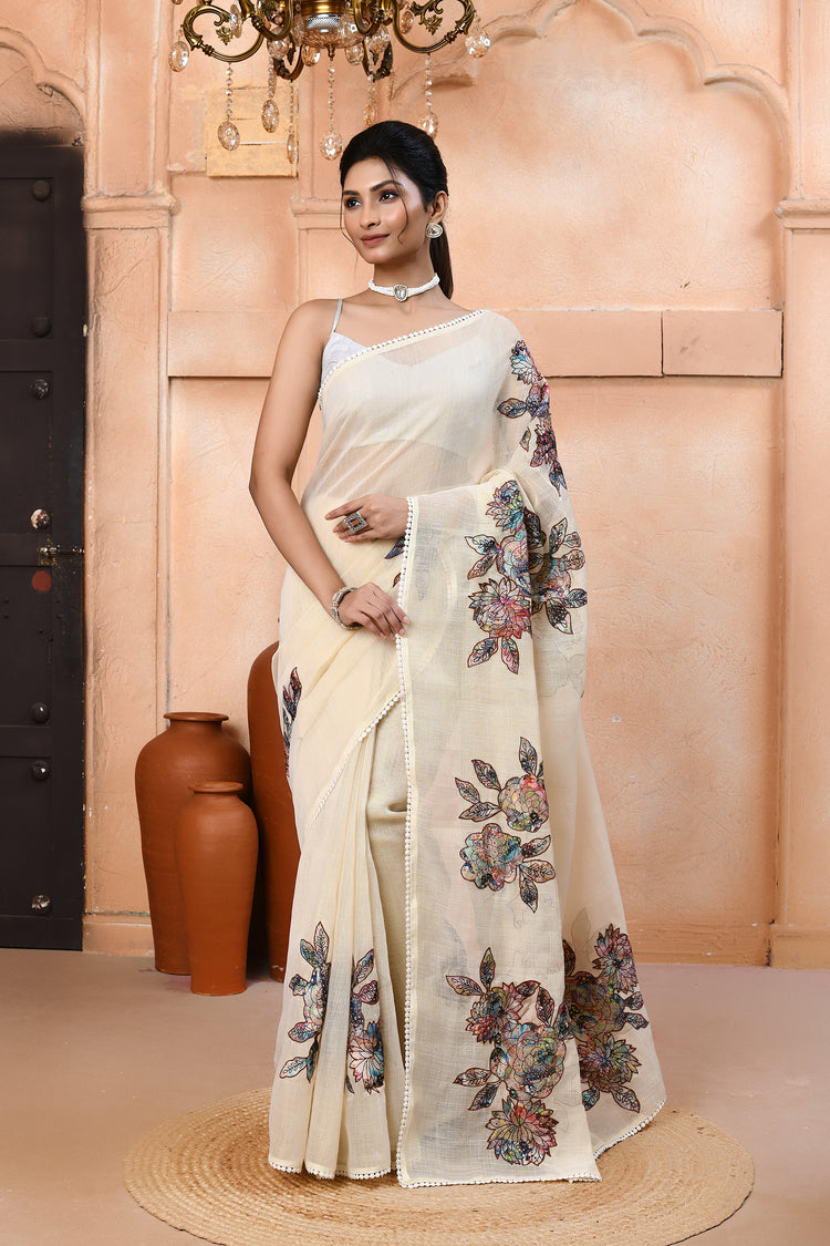 Minimalloom Linen Saree For Daily Wear