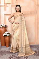 Linen Printaura Saree For Daily Wear